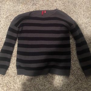 saks fifth avenue grey and black striped sweater